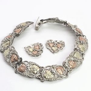 Black Hills Gold Sterling Silver and 12K Gold Leaf Bracelet